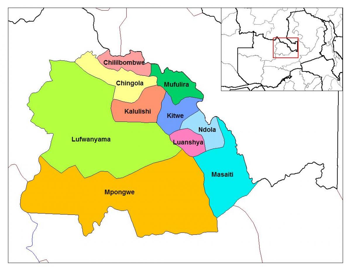 térkép copperbelt tartomány Zambia