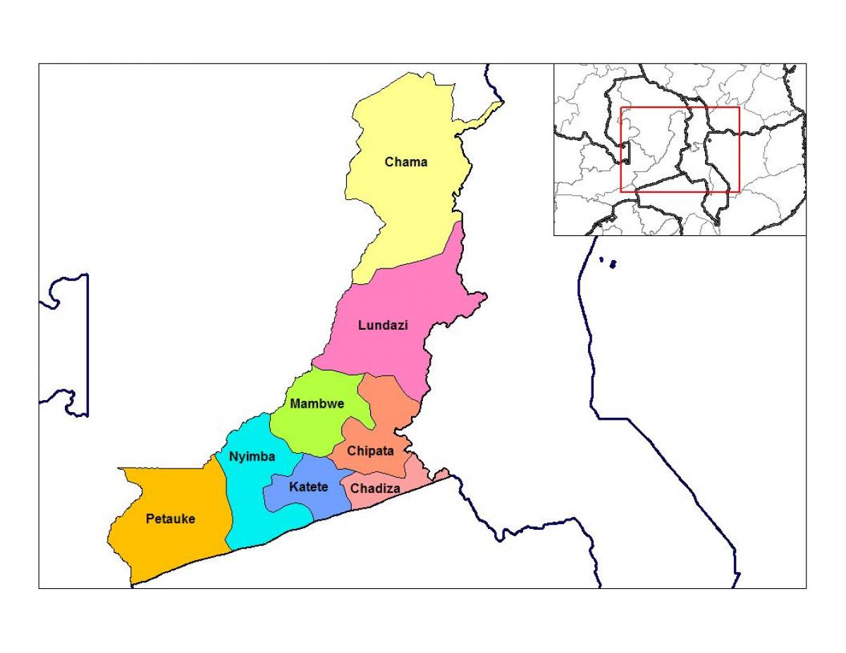 térkép keleti tartomány Zambia