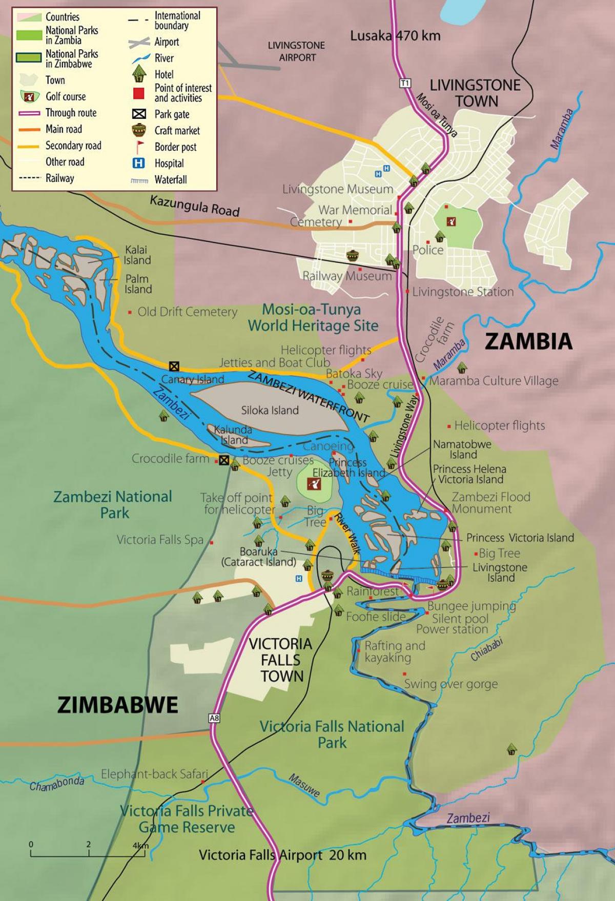 térkép livingstone város Zambia