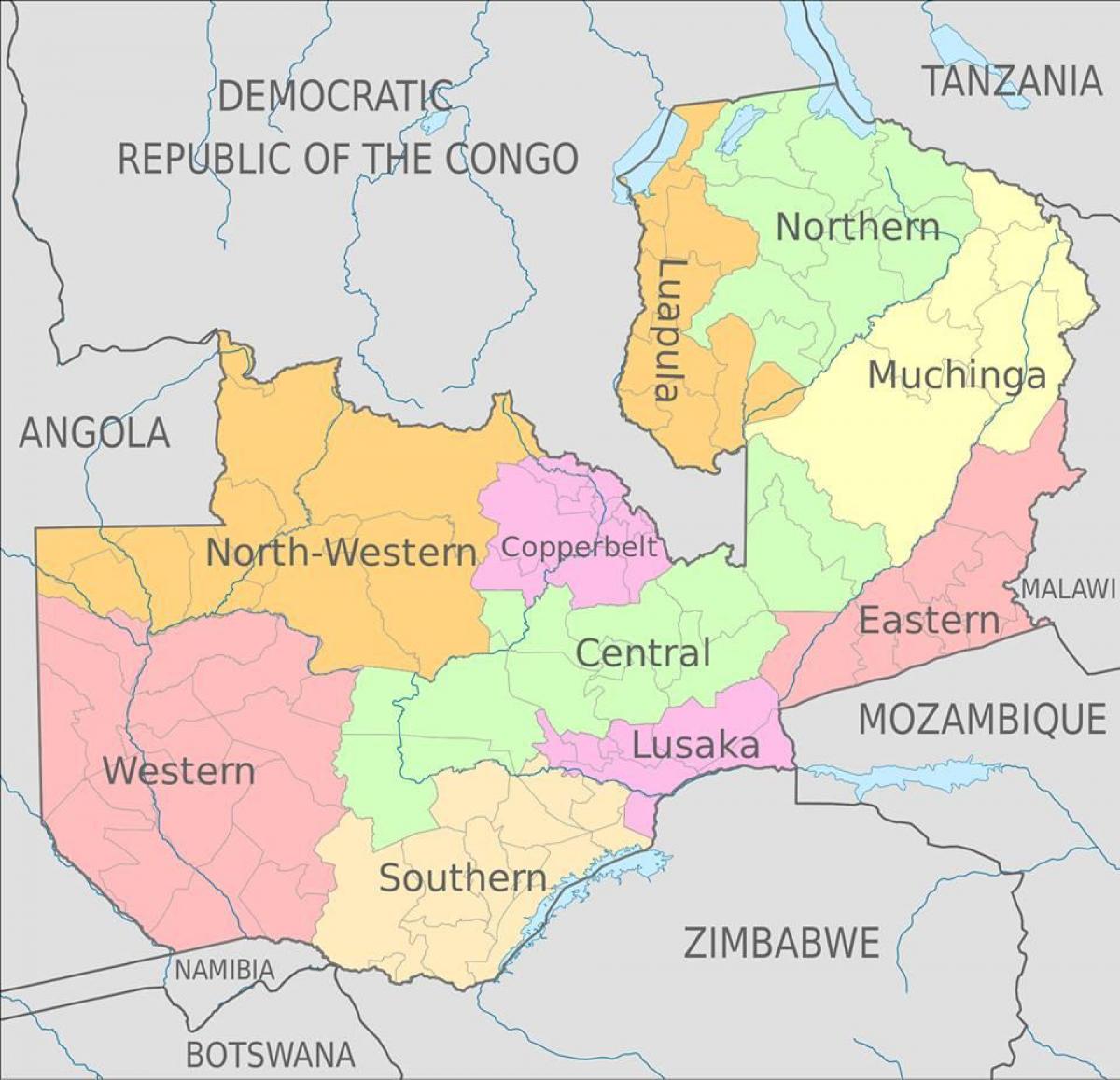 Zambiai térkép tartományok