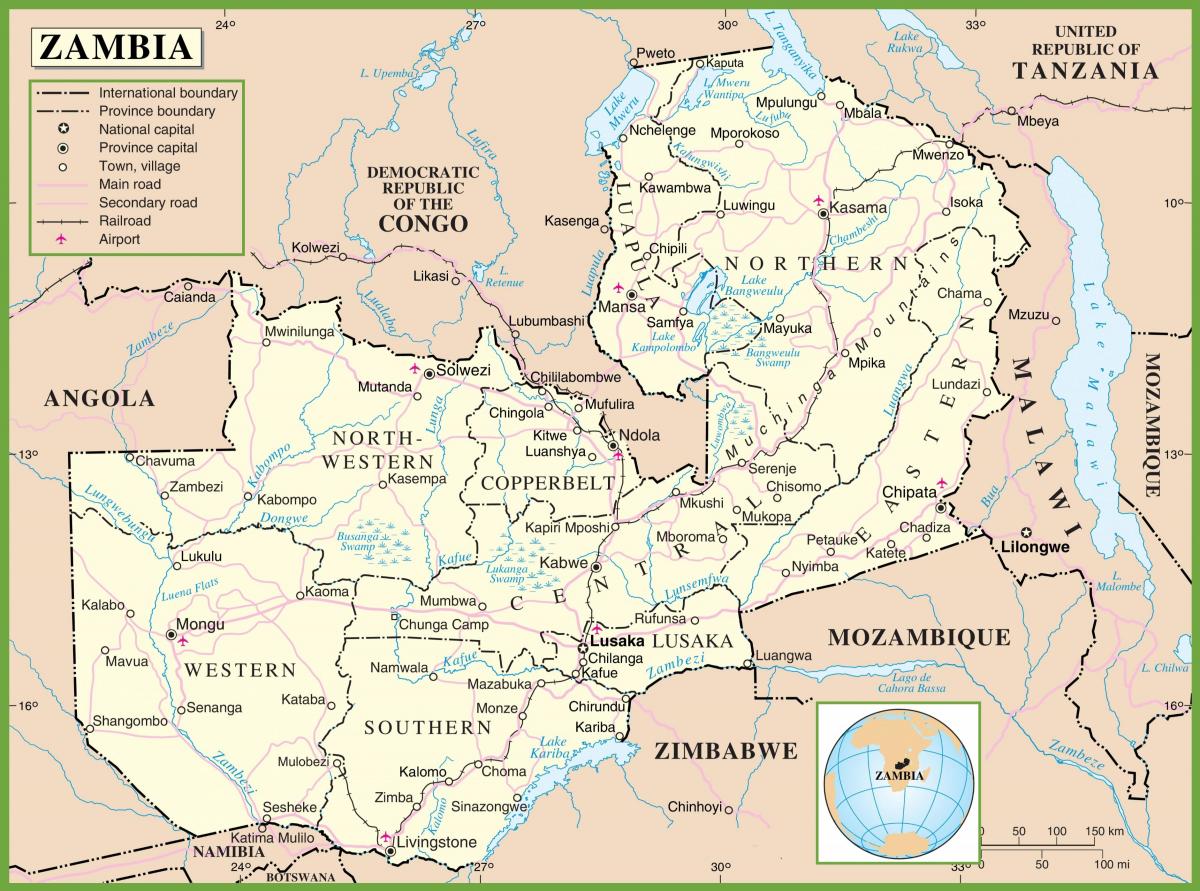 a térkép Zambia