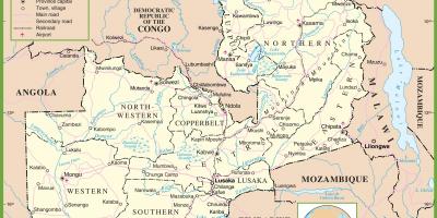 Térkép politikai Zambia